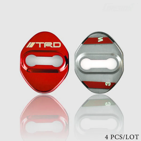 TRD Red Stainless Steel Door Lock Door Striker Cover Set - Image 4