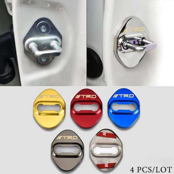TRD Silver Stainless Steel Door Lock Door Striker Cover Set - Image 2