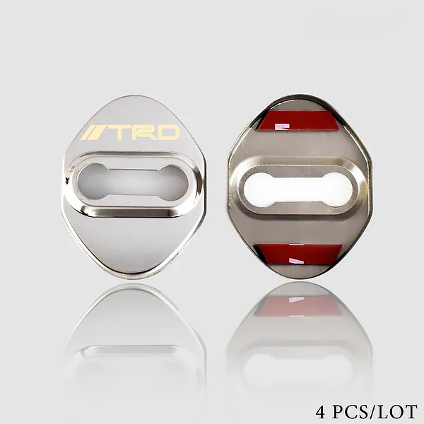 TRD Silver Stainless Steel Door Lock Door Striker Cover Set - Image 3