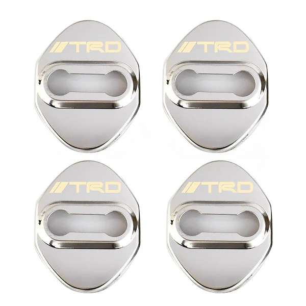 TRD Silver Stainless Steel Door Lock Door Striker Cover Set - Image 5