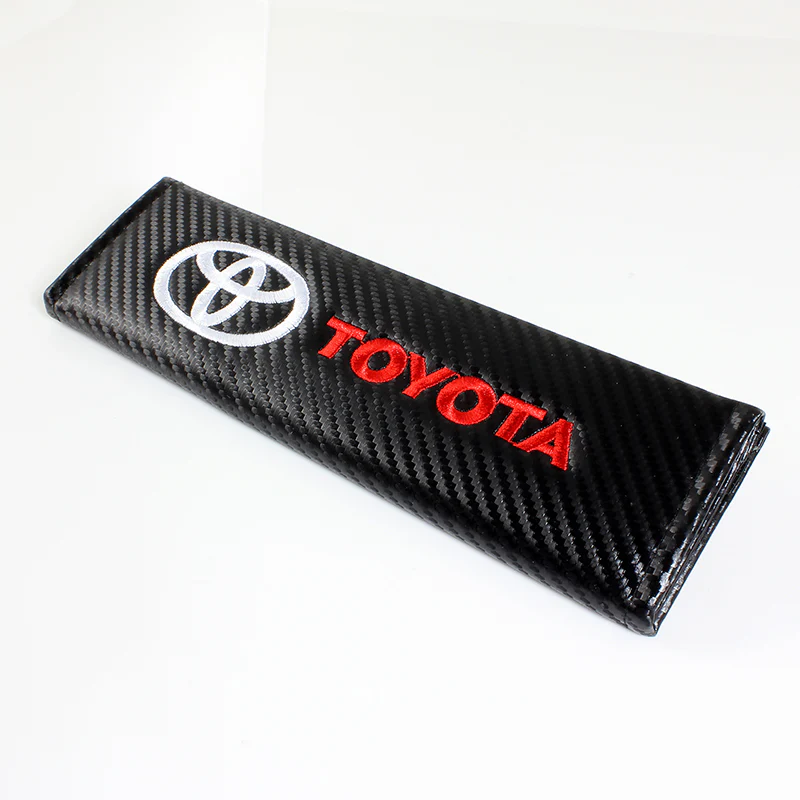 TRD Sports Set of Car 15" Steering Wheel Cover Carbon Fiber Style Leather with TOYOTA Seat Belt Covers - Image 10