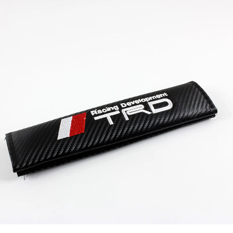 TRD Sports Set of Car 15" Steering Wheel Cover Carbon Fiber Style Leather with TRD Seat Belt Covers - Image 10