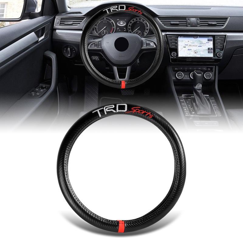 TRD Sports Set of Car 15" Steering Wheel Cover Carbon Fiber Style Leather with TRD Seat Belt Covers - Image 7