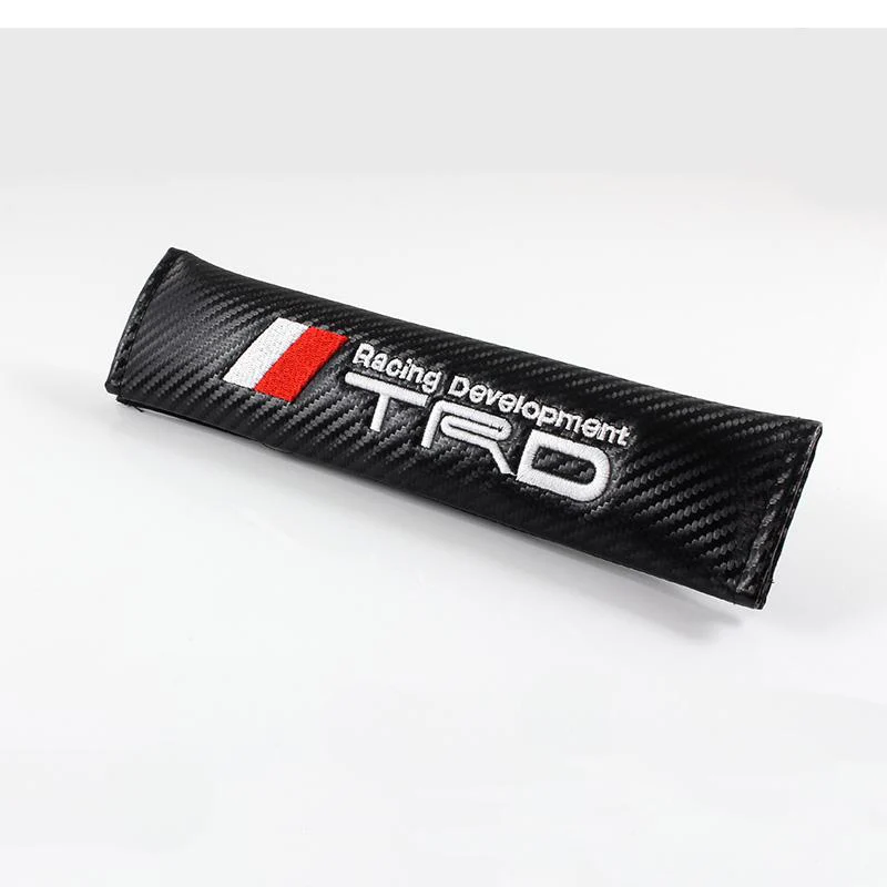 TRD TOYOTA Set of Car 15" Steering Wheel Cover Carbon Fiber Style Leather with Seat Belt Covers - Image 7