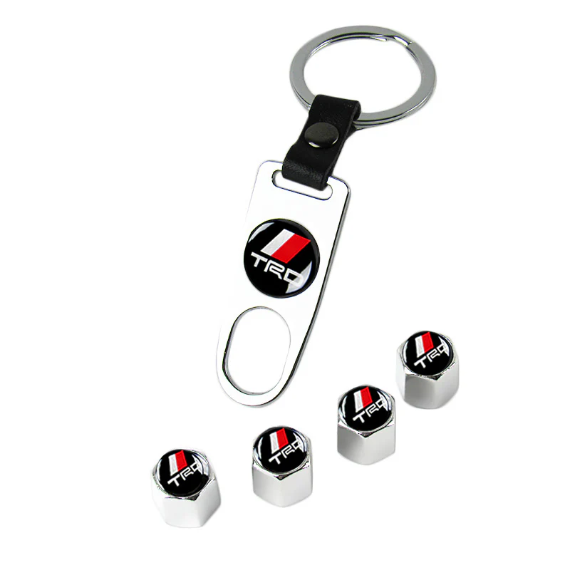 TRD TOYOTA Silver Set Universal Car SUV Wheel Tire Valves Dust Stem Air Caps Keychain Emblem - Image 5