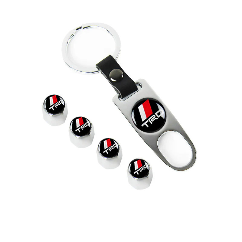 TRD TOYOTA Silver Set Universal Car SUV Wheel Tire Valves Dust Stem Air Caps Keychain Emblem - Image 6