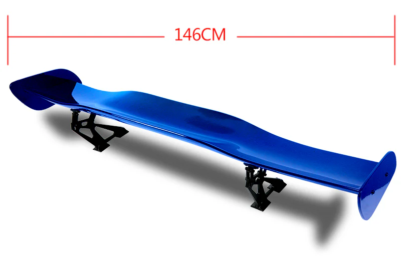 Type-1 GT-Style Adjustable Bracket Rear Trunk Lip Universal Spoiler Wing 57" -ABS Painted Blue - Image 5