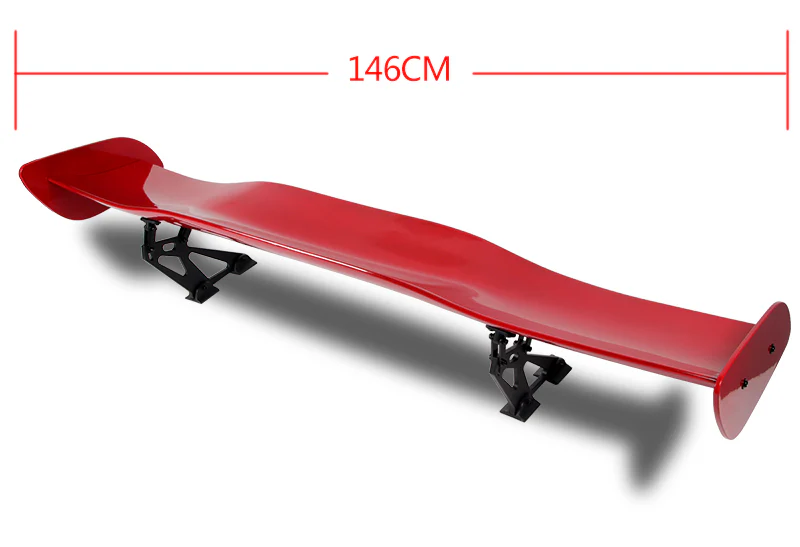Type-1 GT-Style Adjustable Bracket Rear Trunk Lip Universal Spoiler Wing 57" -ABS Painted Red - Image 4