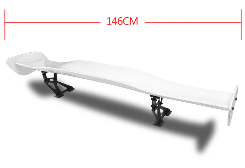 Type-1 GT-Style Adjustable Bracket Rear Trunk Lip Universal Spoiler Wing 57" -ABS Painted White - Image 4