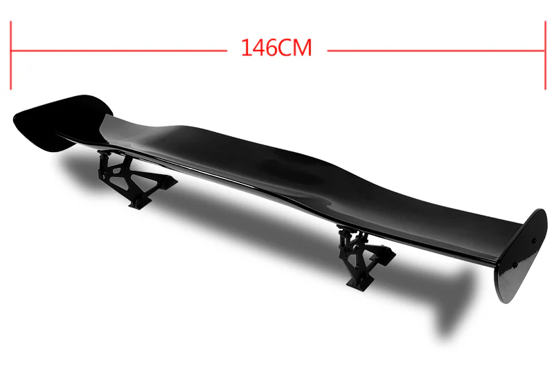 Type-1 GT-Style Adjustable Bracket Rear Trunk Lip Universal Spoiler Wing 57" -ABS Painted Black - Image 5