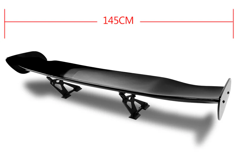 Type-2 GT-Style Adjustable Bracket Rear Trunk Lip Universal Spoiler Wing 57" -ABS Painted Black - Image 4