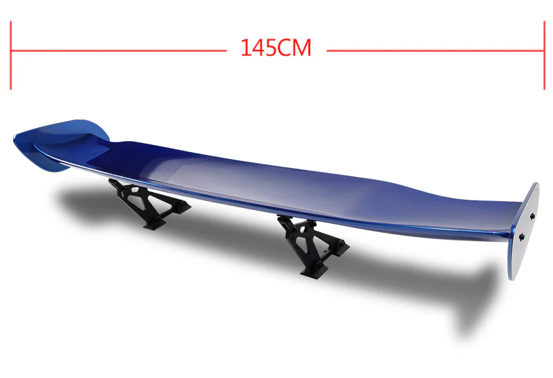 Type-2 GT-Style Adjustable Bracket Rear Trunk Lip Universal Spoiler Wing 57" -ABS Painted Blue - Image 3