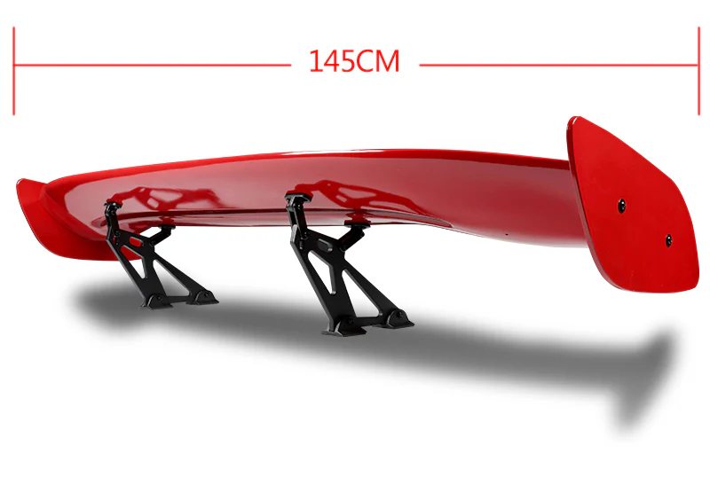 Type-2 GT-Style Adjustable Bracket Rear Trunk Lip Universal Spoiler Wing 57" -ABS Painted Red - Image 4