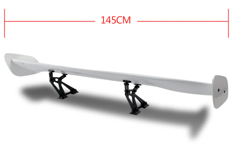 Type-2 GT-Style Adjustable Bracket Rear Trunk Lip Universal Spoiler Wing 57" -ABS Painted White - Image 4