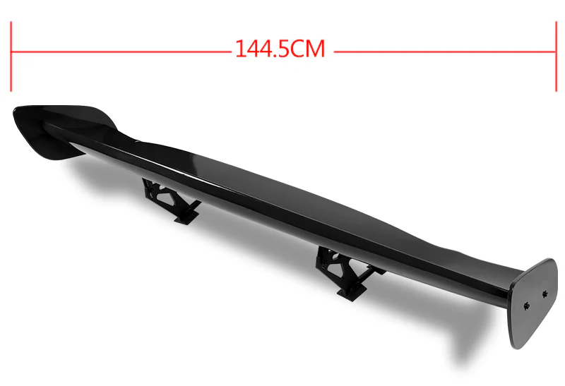Type-3 GT-Style Adjustable Bracket Rear Trunk Lip Universal Spoiler Wing 57" -ABS Painted Black - Image 4