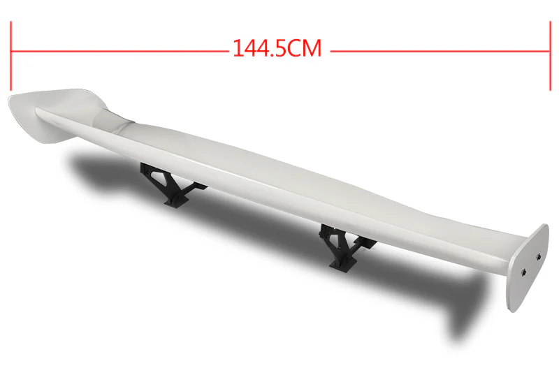 Type-3 GT-Style Adjustable Bracket Rear Trunk Lip Universal Spoiler Wing 57" -ABS Painted White - Image 4