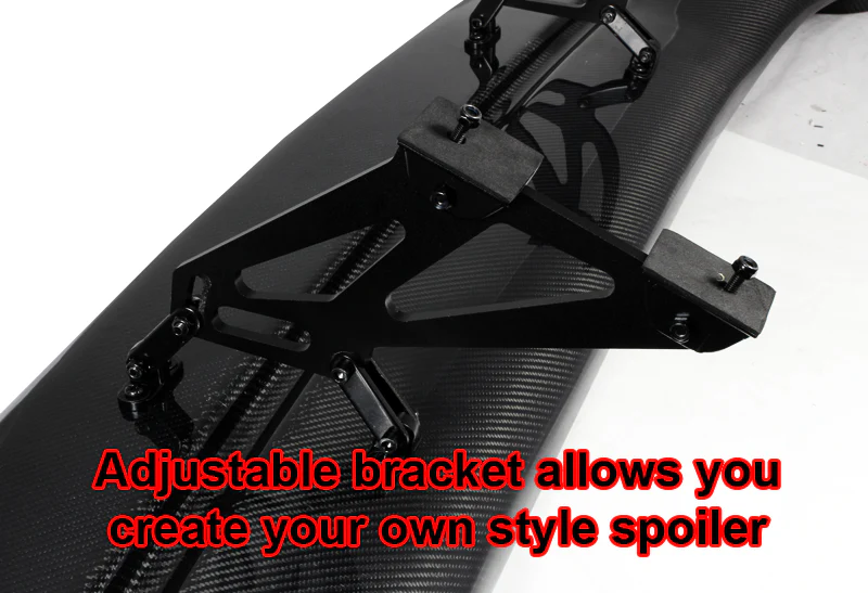Type-4 GT-Style Adjustable Bracket Rear Trunk Lip Universal Spoiler Wing 51" -Real Carbon Fiber - Image 4