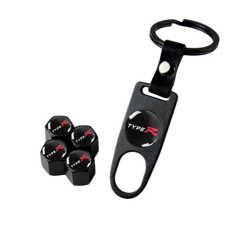 TYPE R Logo Honda Civic Car Wheel Tire Valves Dust Stem Air Caps Keychain Emblem KEY FOB Set - US SELLER - Image 5