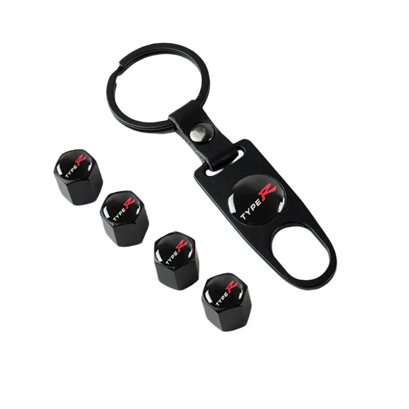 TYPE R Logo Honda Civic Car Wheel Tire Valves Dust Stem Air Caps Keychain Emblem KEY FOB Set - US SELLER - Image 6
