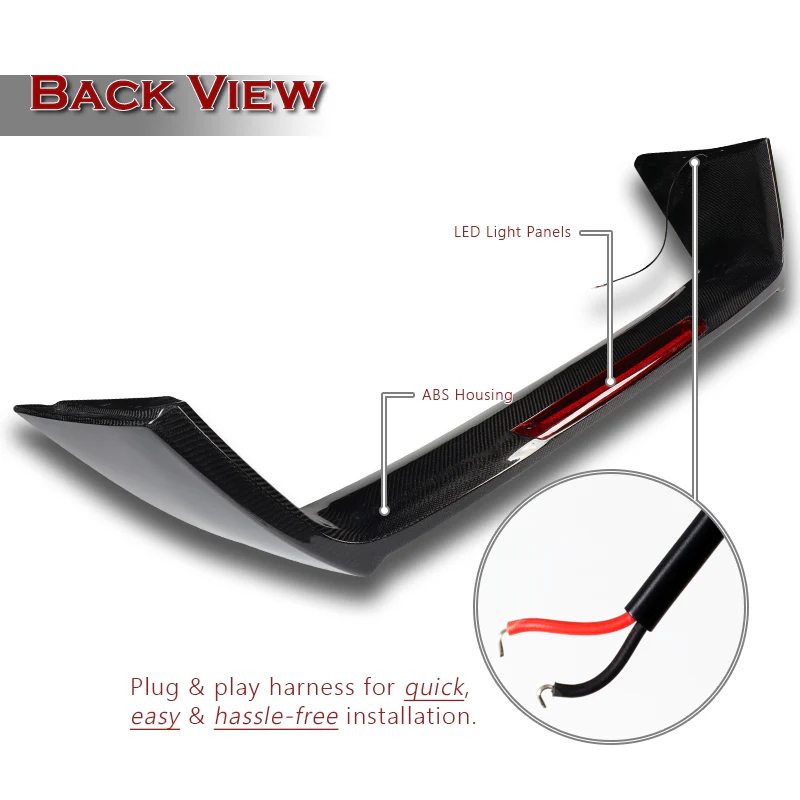 Type-R Rear Trunk Lip Spoiler Wing For 2002-2006 Acura RSX DC5 With LED Brake Light -Real Carbon Fiber - Image 3