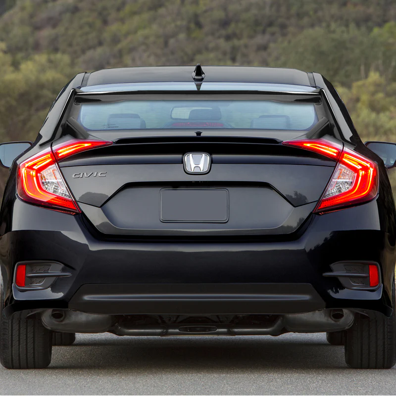 Type-R Style Rear Trunk Lip Spoiler Wing For 2016-2021 Honda Civic Sedan 4-DR -ABS Painted Black - Image 5