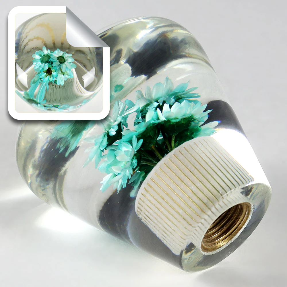 Unique JDM Clear Real Flower Diamond Shape Car Manual Gear Stick Shift Knob 50mm - Image 10
