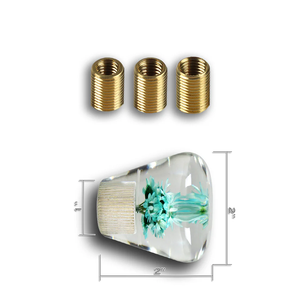 Unique JDM Clear Real Flower Diamond Shape Car Manual Gear Stick Shift Knob 50mm - Image 12