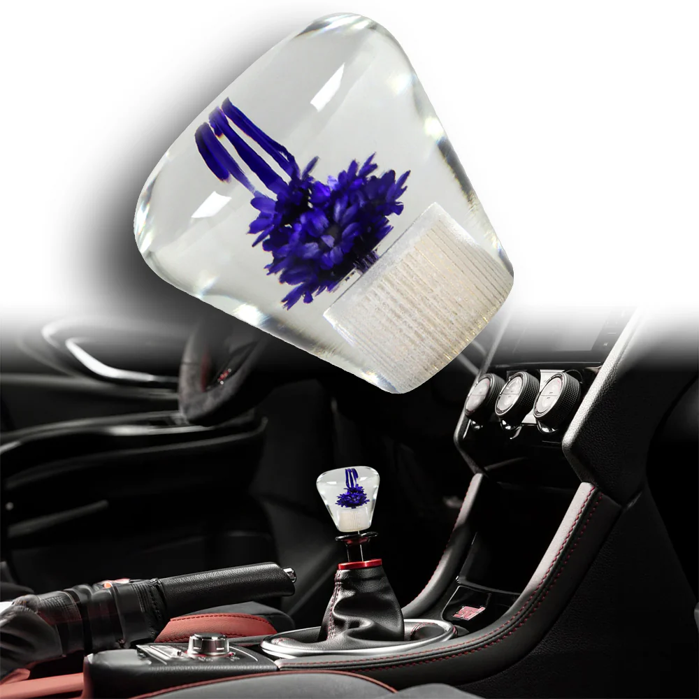 Unique JDM Clear Real Flower Diamond Shape Car Manual Gear Stick Shift Knob 50mm - Image 2