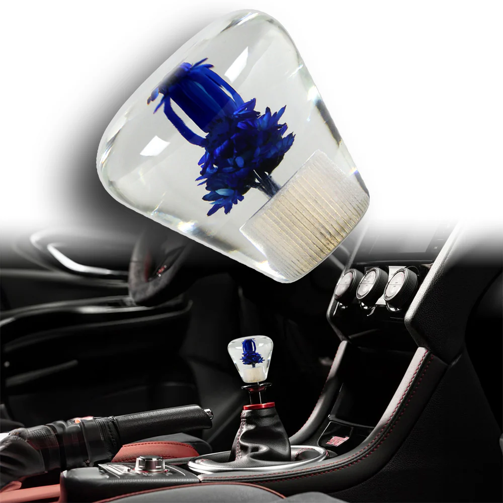 Unique JDM Clear Real Flower Diamond Shape Car Manual Gear Stick Shift Knob 50mm - Image 5