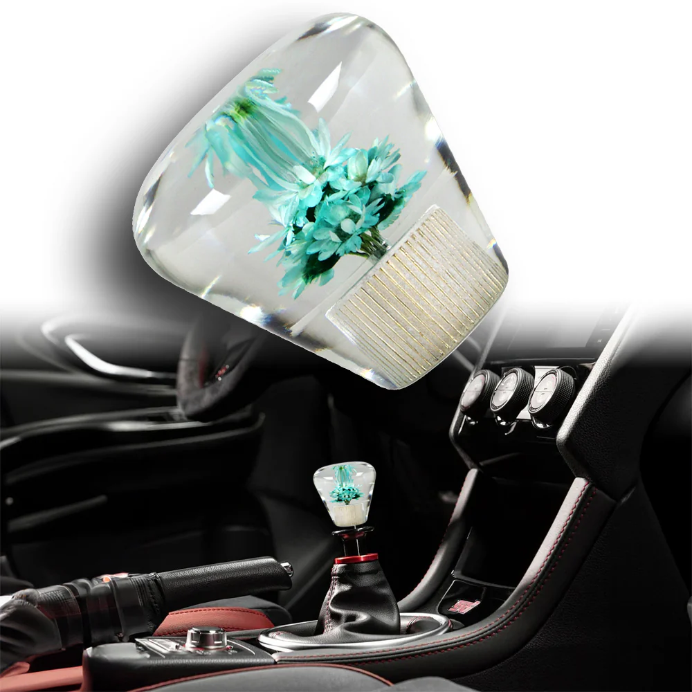 Unique JDM Clear Real Flower Diamond Shape Car Manual Gear Stick Shift Knob 50mm - Image 7