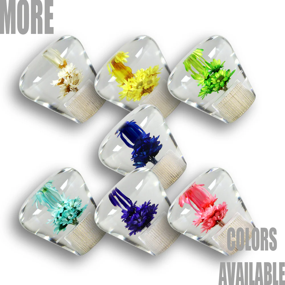 Unique JDM Clear Real Flower Diamond Shape Car Manual Gear Stick Shift Knob 50mm - Image 8