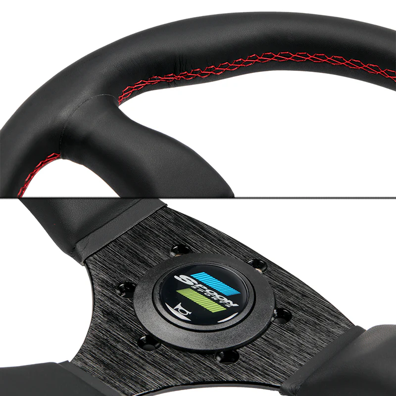 UNIVERSAL 350mm 14" SPOON SPORT STYLE Deep Dish Leather Steering Wheel For HONDA - Image 2