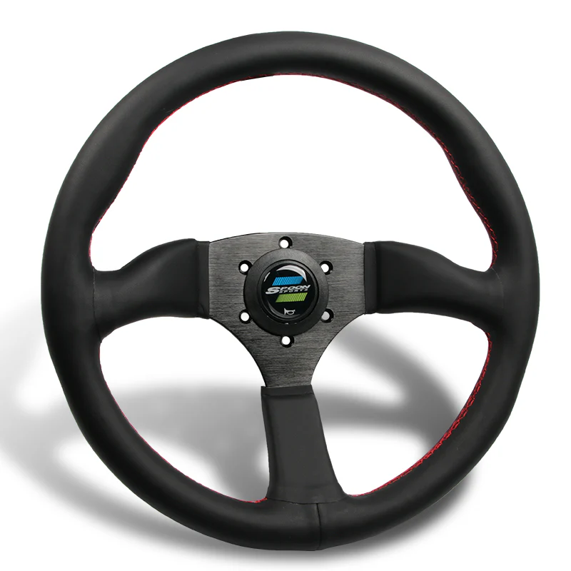 UNIVERSAL 350mm 14" SPOON SPORT STYLE Deep Dish Leather Steering Wheel For HONDA - Image 5