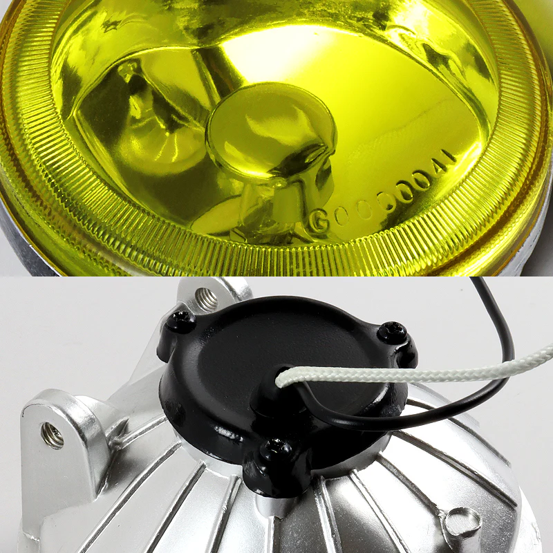 Universal 4" Round Fog and Driving Lights Kit -Chrome Housing, Yellow Lens, Includes Switch - Image 2