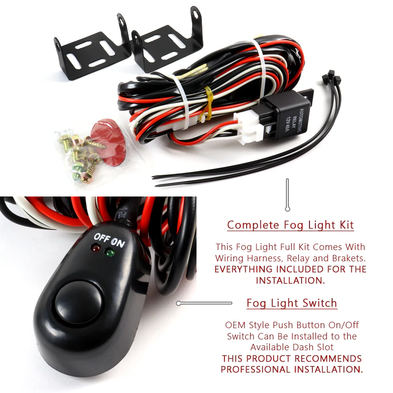 Universal 4" Round Fog and Driving Lights Kit -Chrome Housing, Yellow Lens, Includes Switch - Image 4