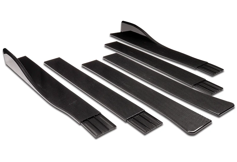 Universal 86" x 4" Carbon Look Side Skirt Extension Rocker Splitters Diffuser Lip 6pcs - Image 2
