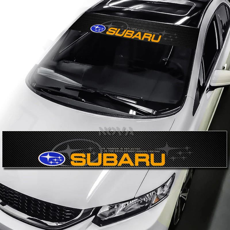Universal 59" x 4" Carbon Style Side Skirt Extension Rocker Splitters Diffuser Lip 6pcs with Subaru Carbon Fiber Windshield Banner - Image 4
