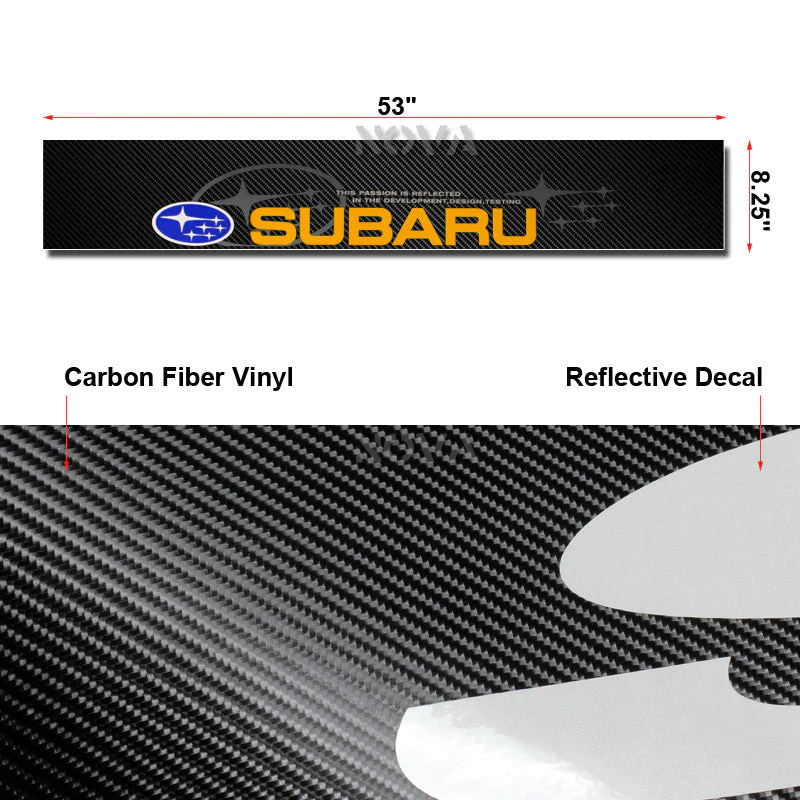 Universal 59" x 4" Carbon Style Side Skirt Extension Rocker Splitters Diffuser Lip 6pcs with Subaru Carbon Fiber Windshield Banner - Image 5