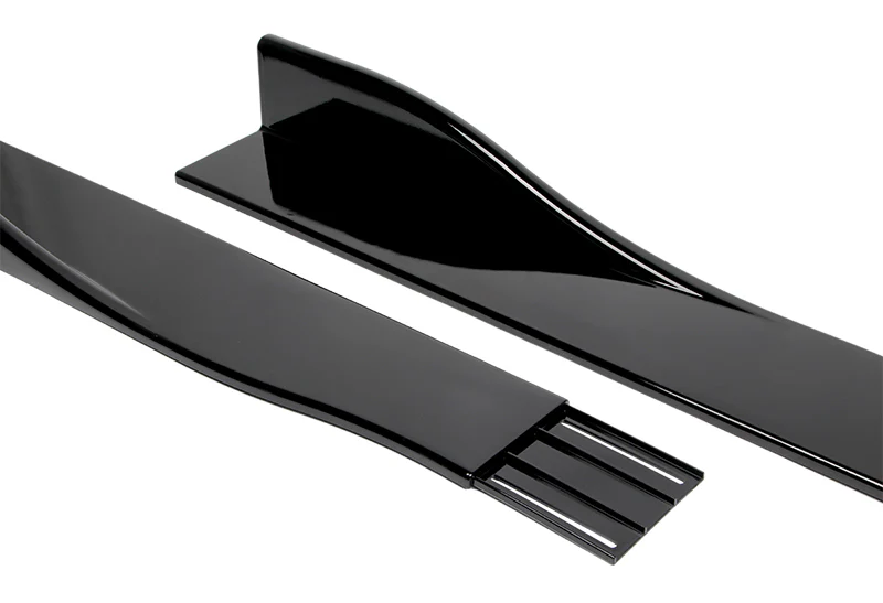 Universal 59" x 4" Painted Black Side Skirt Extension Rocker Splitters Diffuser Lip 6pcs with Subaru Carbon Fiber Windshield Banner - Image 3