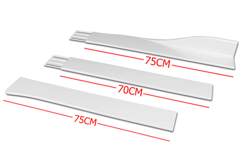 Universal 59" x 4" Painted White Side Skirt Extension Rocker Splitters Diffuser Lip 6pcs with Subaru Carbon Fiber Windshield Banner - Image 3