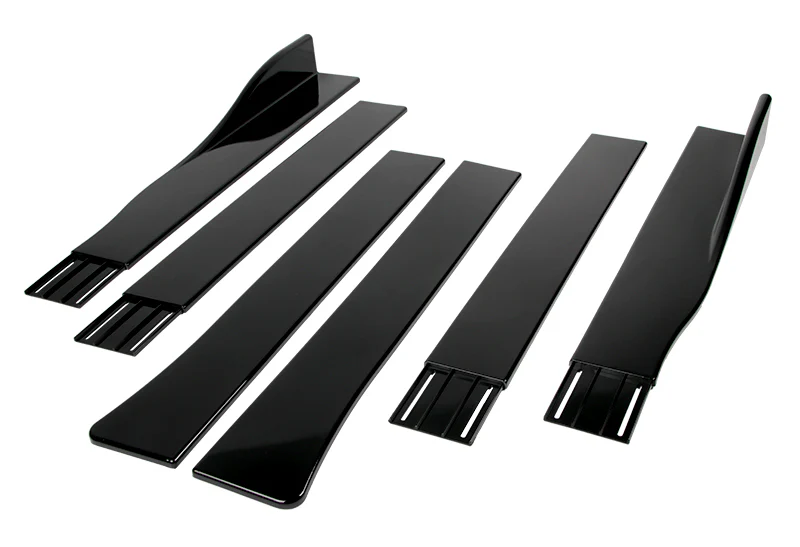 Universal 59" x 4" Painted Black Side Skirt Extension Rocker Splitters Diffuser Lip 6pcs - Image 2