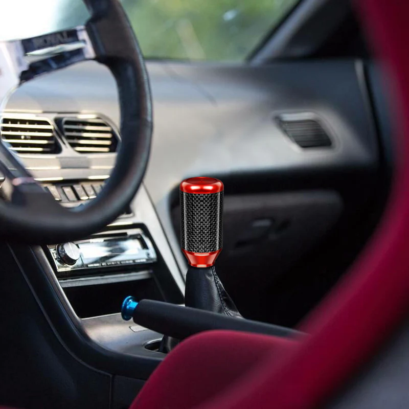 Universal 82MM - Red Carbon Fiber Car Auto Manual Gear Stick Lever Shift Knob - Image 2