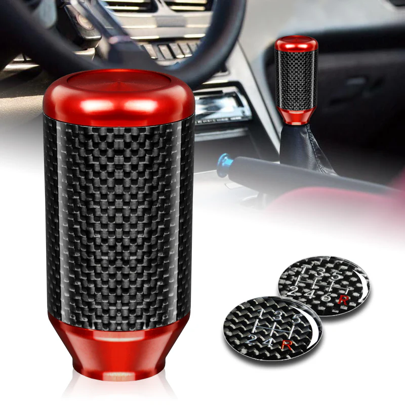 Universal 82MM - Red Carbon Fiber Car Auto Manual Gear Stick Lever Shift Knob - Image 4