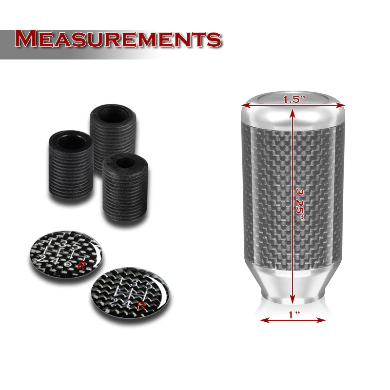 Universal 82MM - Silver Carbon Fiber Car Auto Manual Gear Stick Lever Shift Knob - Image 3
