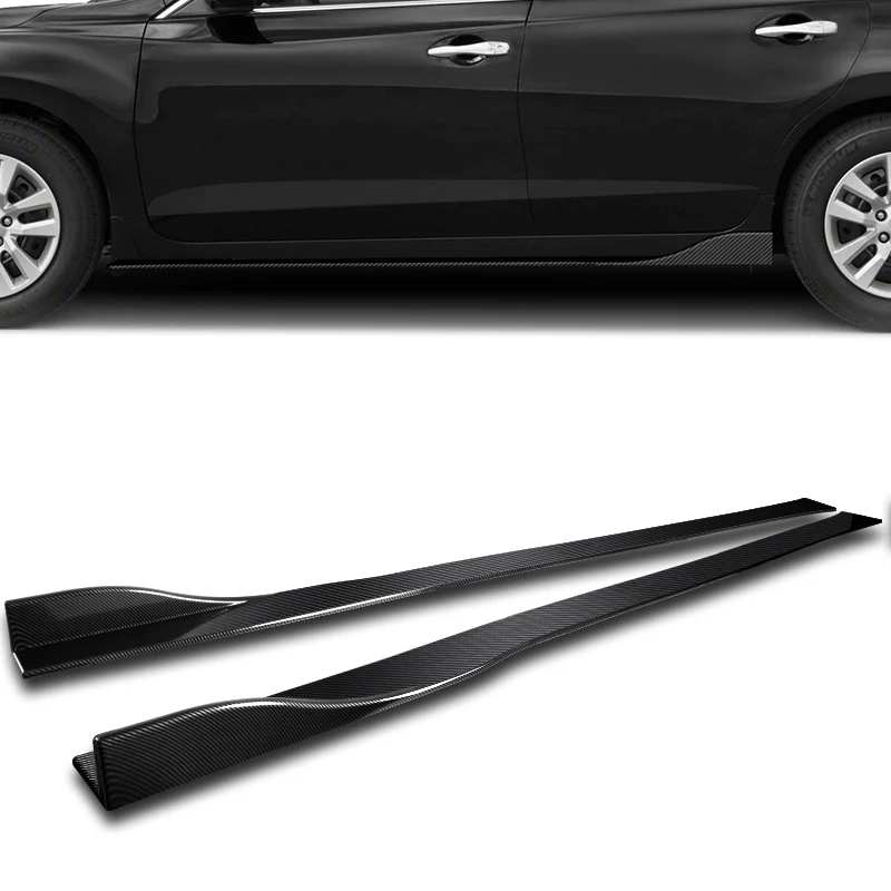 Universal 86" x 4" Carbon Look Side Skirt Extension Rocker Splitters Diffuser Lip 6pcs with Subaru Carbon Fiber Windshield Banner - Image 2