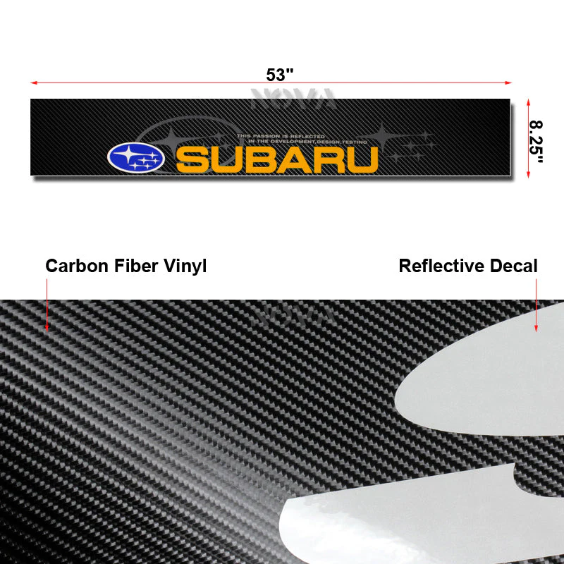 Universal 86" x 4" Carbon Look Side Skirt Extension Rocker Splitters Diffuser Lip 6pcs with Subaru Carbon Fiber Windshield Banner - Image 6