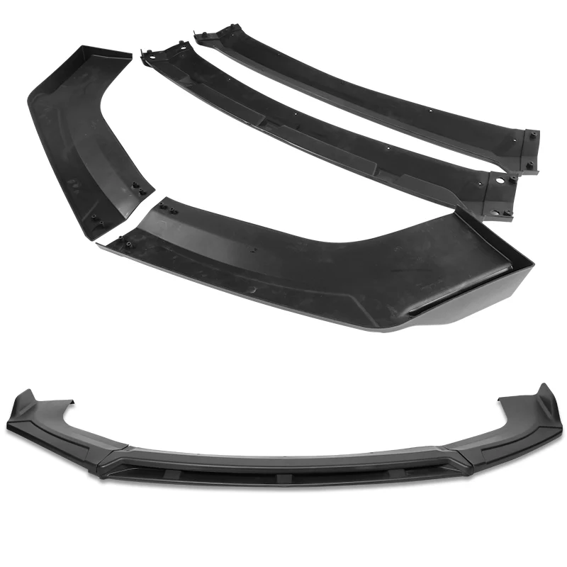 Universal Black Configurable of up 3-Different Style Front Bumper Body Splitter Spoiler Lip 4PCS - Image 4