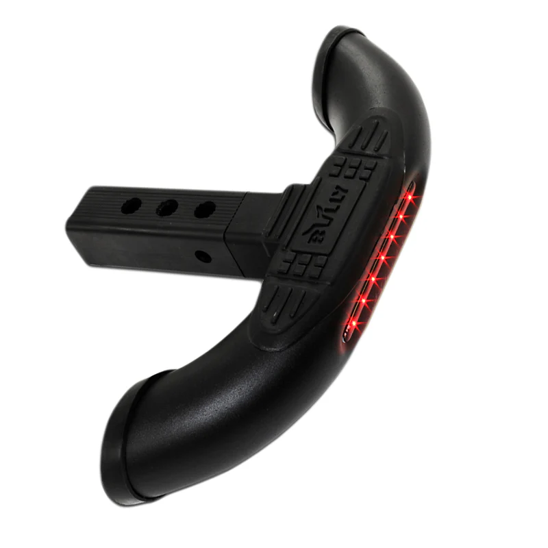 UNIVERSAL BULLY BLACK STEEL W/ LED BRAKE TAIL LIGHT HITCH REAR TOW TRAILER BACK STEP BAR 1.25" & 2" - Image 6