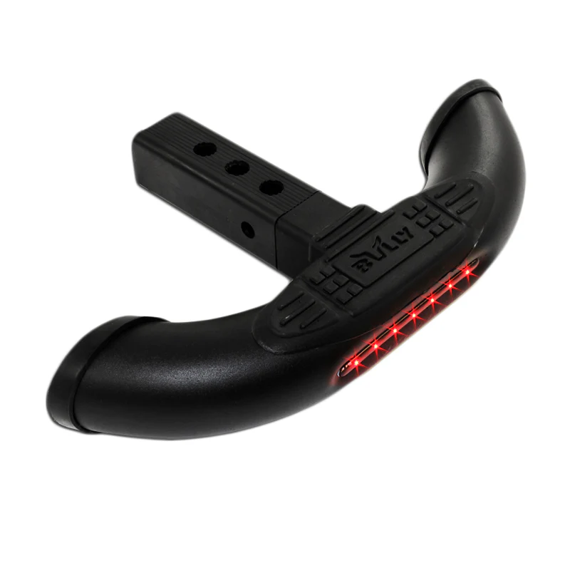 UNIVERSAL BULLY BLACK STEEL W/ LED BRAKE TAIL LIGHT HITCH REAR TOW TRAILER BACK STEP BAR 1.25" & 2" - Image 7