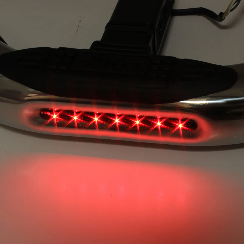 UNIVERSAL BULLY CHROME STEEL W/ LED BRAKE TAIL LIGHT HITCH REAR TOW TRAILER BACK STEP BAR 1.25" & 2" - Image 2